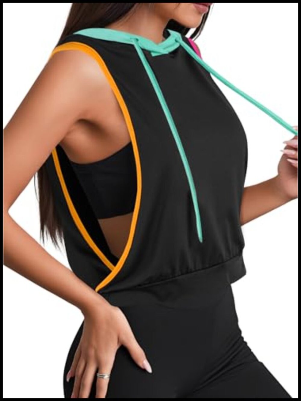 Women's Sleeveless Hooded Crop Tank Top Relaxed Fit Athletic Gym Shirt